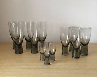 mid century danish holmegaard canada glasses smoked glass