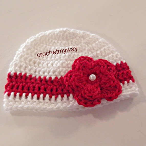 Baby Hat with Flower newborn ready to ship