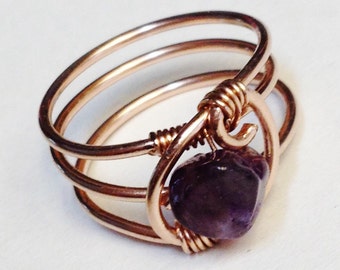 Amethyst Ring Amethyst Jewelry February Birthstone Rose Gold Amethyst Ring Gold Ring Rings 14K Rose Gold Filled