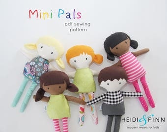 NEW Mini Pals soft rag doll sewing pattern toy softie stuffed doll