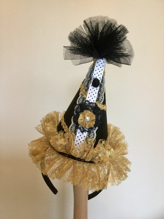 pom pom girl hat Burlesque circus  and   hat  hat Clown hat  Circus gold Costume Black