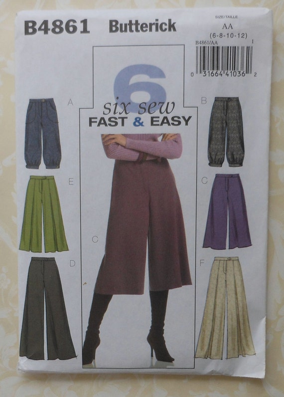 Gaucho Pants Sewing Pattern UNCUT Butterick B4861 Sizes 612