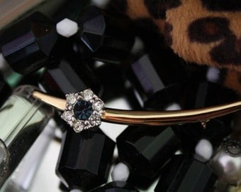 Diamante detailed curved bar brooch, vintage, elegant