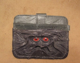 Grichels leather card wallet - black with red carousel horse eyes