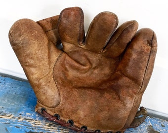 Antique Baseball Glove, Vintage Baseball Glove, Leather Baseball Glove, 1930s Baseball Glove, Split Finger Glove