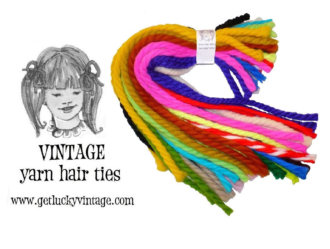Best Value Vintage 1970's Yarn Hair Ties Yarn Hair