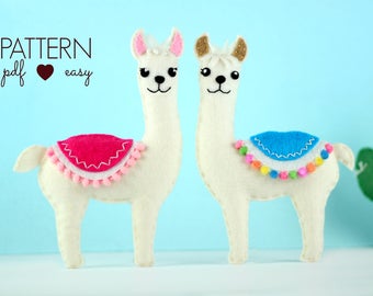 Felt Pattern, Llama Sewing Pattern, Felt Animal Pattern, Llama Mobile, Felt Llama Pattern, Kawaii Llama, Ornament, Alpaca