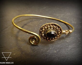 Bracelet laiton et pierre onyx# brass bracelet and onyx stone