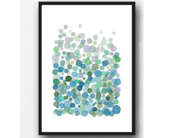 abstract watercolor wall art watercolor print, watercolor green painting Bubbles home decor, nursery room decor