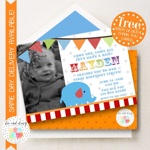 Circus Invitation, Circus Birthday Invitation, Circus Party, Circus First Birthday, Circus Invite, Circus Elephant Invitation Il_570xn