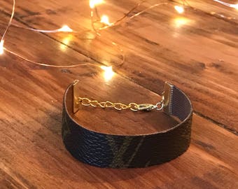 Louis Vuitton Bracelet made from vintage Louis Vuitton handbag canvas.