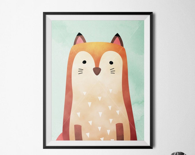 Nursery Wall Art Set of Forest Friends, Woodland Animals, Printable Wall Art, Bear, Bunny, Fox, Raccoon, Instant Download Print Your Own