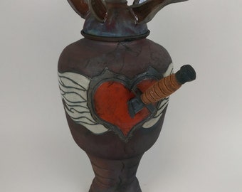 Raku Fired Ceramic Vase