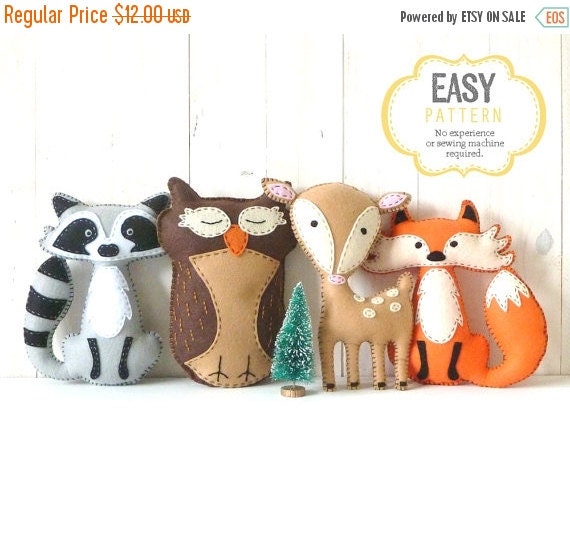 SALE Woodland Stuffed Animal Patterns Felt by