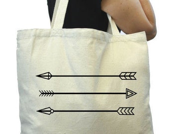 Canvas Grocery Bag, Arrows, Thick Tote Bag, Reuable Grocery Tote Bag
