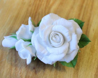 White Garden Rose Hair white rose clips | etsy White Garden Rose Hair white rose clips | etsy