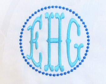 Unique new and awesome Fishtail circle monogram assorted sizes Monogram Font Classic Font Circle 3 Embroidery wedding 4x4