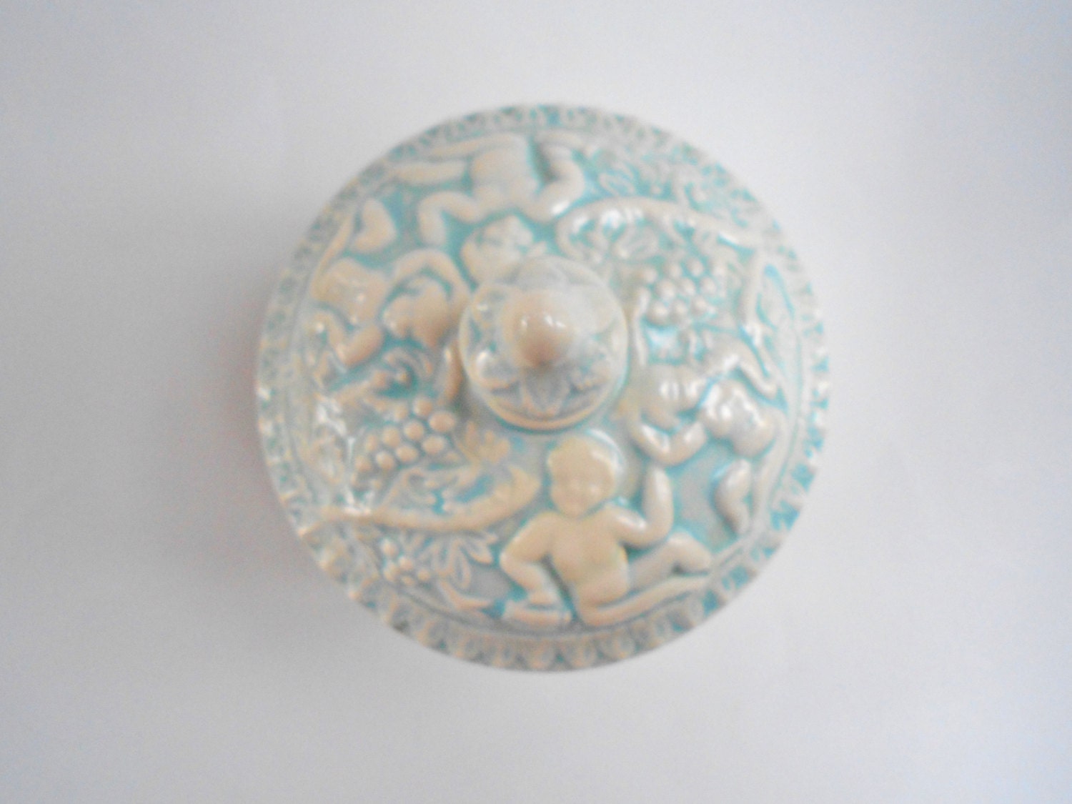 Ceramic jewelry trinket box with lid nymph's and