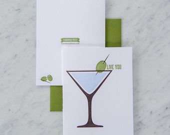 Olive You, Love Cards, I Love You Card, Martini