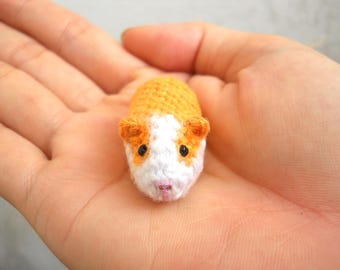 Miniature Guinea Pig - Tiny Crochet Dollhouse Tiny Stuffed Animal - Made To Order