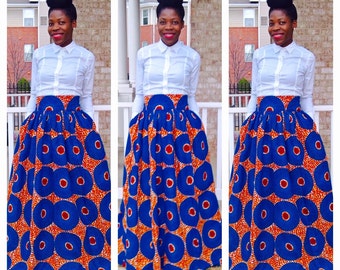 Sky Blue African Ankara Maxi; African clothing; African Maxi skirt; African dresses for women; African clothing for women; Ankara; African