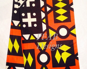 African Fabric Samakaka Angola Wax/ African Fabric/Crafts/African Clothing/Samakaka Angola Wax-Yellow Sold per yard