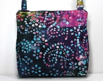 Small Pleated Shoulder Purse Sling Bag Hobo Shoulder Bag Cross Body Bag Crossbody Bag - Colorful Batik Pleated Purse - Ready to Ship