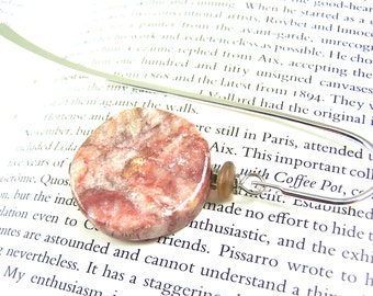 Bookmark - Pink Italian Marble - Silver Plated Shepherds Hook
