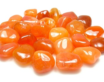 TUMBLED - (2) Medium/Large CARNELIAN Crystals with Description Card - Healing Stone Reiki