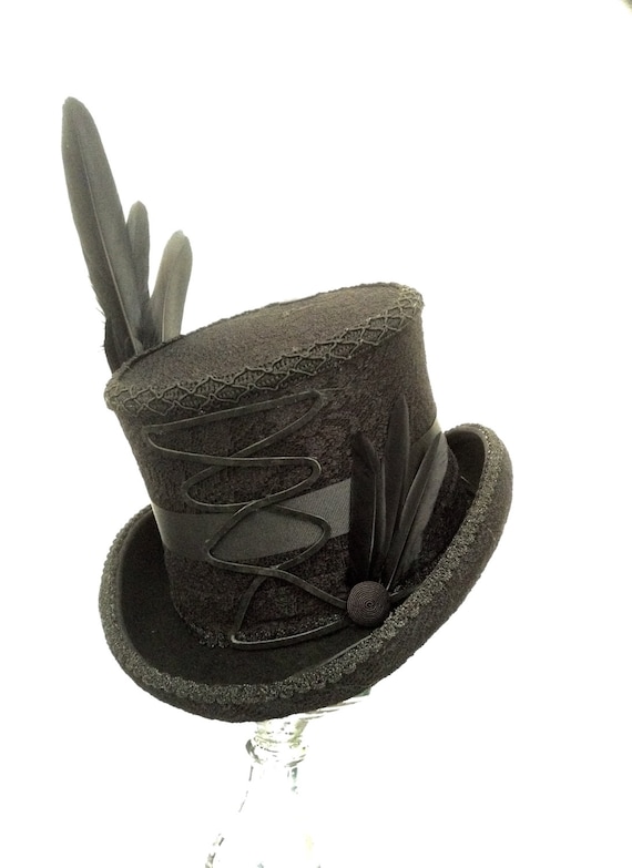 Gothic Raven black lace top hat by Blackpin steampunk buy now online
