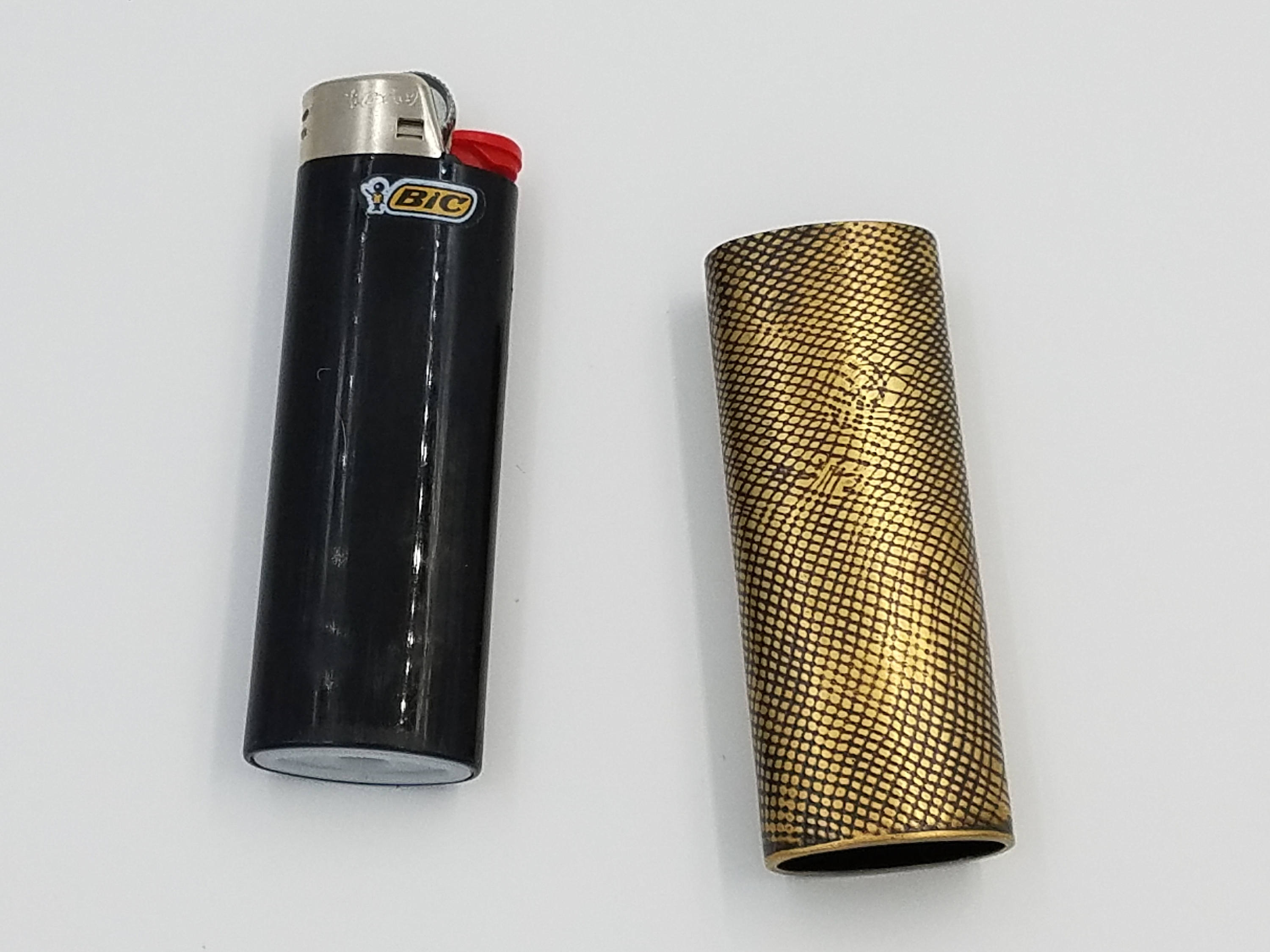 Fine Mesh Embellished Handmade Red Brass Bic Lighter Case