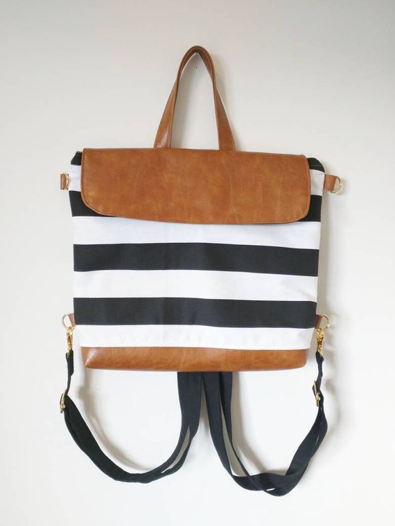 Black and white striped convertible crossbody bag by SeptemberSkye
