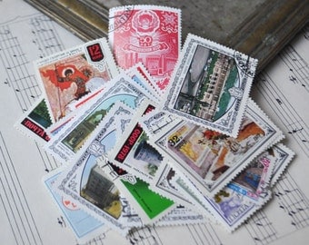 Mix of Vintage Soviet Russian postage stamps.