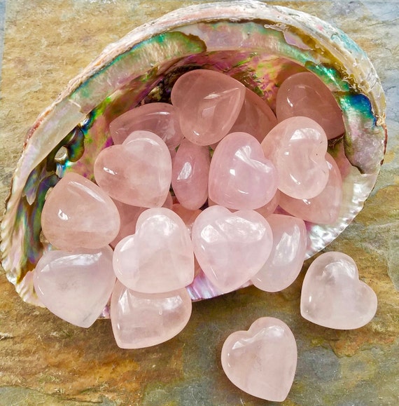 Rose Quartz Heart Rose Crystal Quartz Pink Quartz Heart