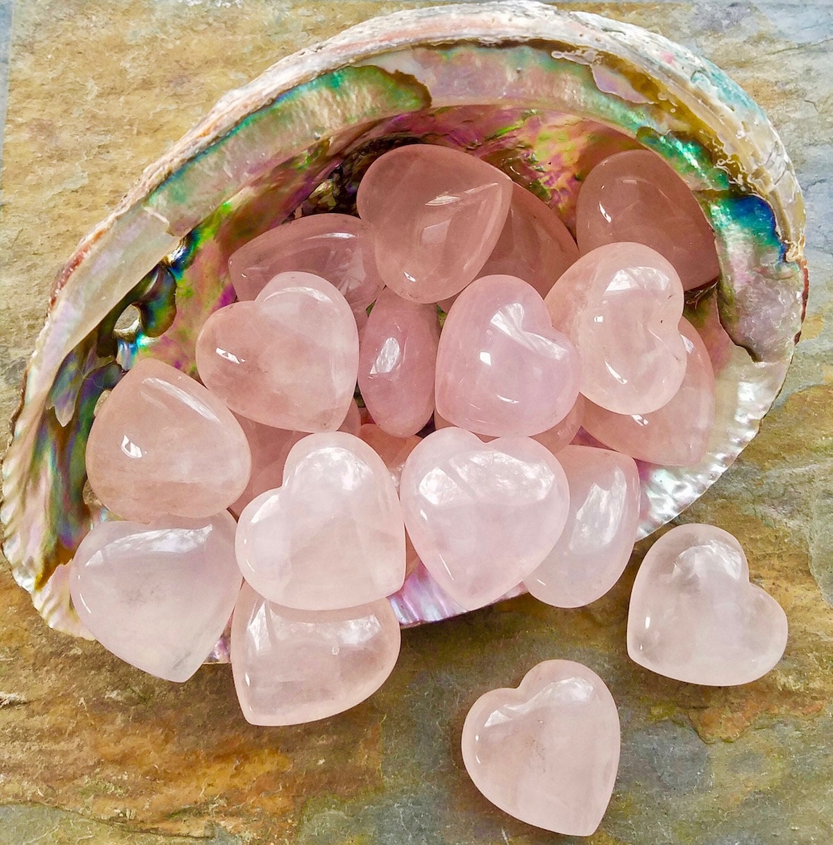 Rose Quartz Heart Rose Crystal Quartz Pink Quartz Heart