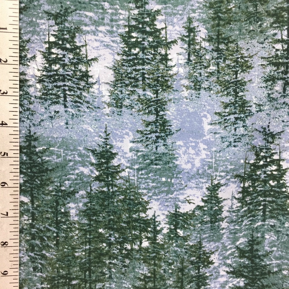 Pine Tree fabric by the yard Evergreens Christmas Trees