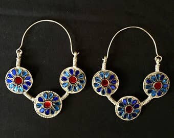 Vintage Afghan KUCHI Large Hoop Earrings Boho Gypsy Tribal Belly Dance Uber Kuchi®