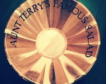 Personalized Wooden Salad Bowl, Popcorn Bowl, Serving Bowl