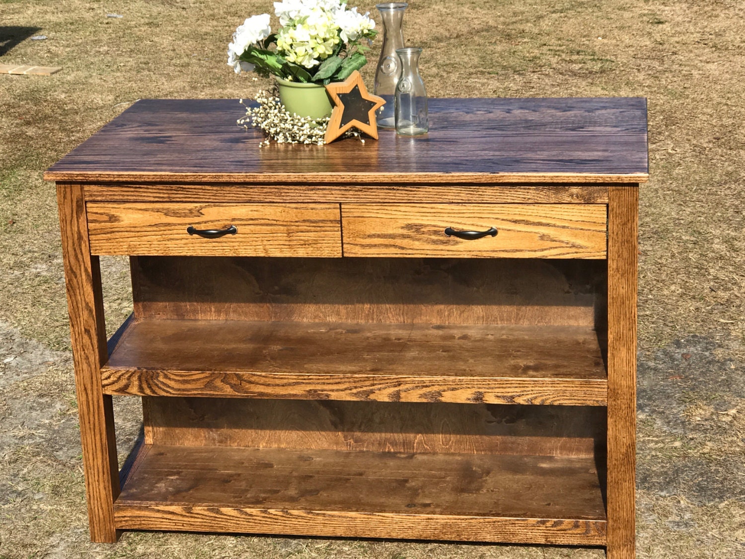 Hardwood Kitchen island/Restoration Hardware inspired
