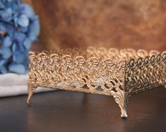 Vintage Gold Hollywood Regency Tissue Box Holder