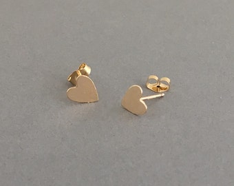 Small Heart Post Earrings Gold Fill, Rose Gold Fill, or Sterling Silver