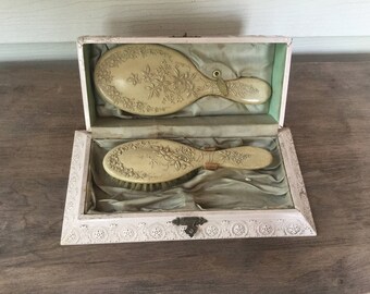 Vintage Vanity Set,Shabby Chic Dresser Box,Pink