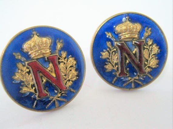 Heraldry Cuff Links - Vintage Cufflinks - Monogram N - Patent # June 1949 - Classic Vintage Shield Crown
