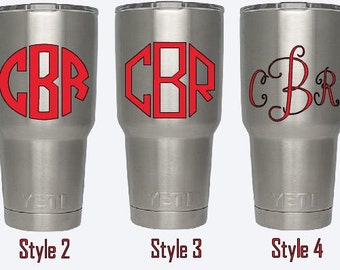Custom Monogram Decal- Perfect Yeti Size! (Personalize, Initials, Ozark, RTIC, ITC, Mug, Custom)