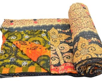 Vintage Kantha Quilt Gudri Reversible Throw Ralli Bedspread Bedding India OG930