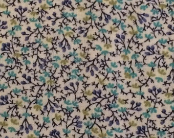 Cotton Fabric / Floral Cotton Fabric / Vintage Cotton Fabric / Blue Floral Fabric / Calico Fabric / Quilting Fabric / By The Yard
