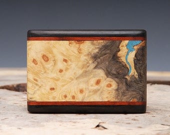 Exotic Wood & Turquoise Inlaid Belt Buckle - Handmade