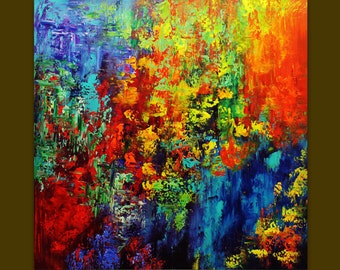 Acrylic painting on Canvas palette knife Contemporary colors