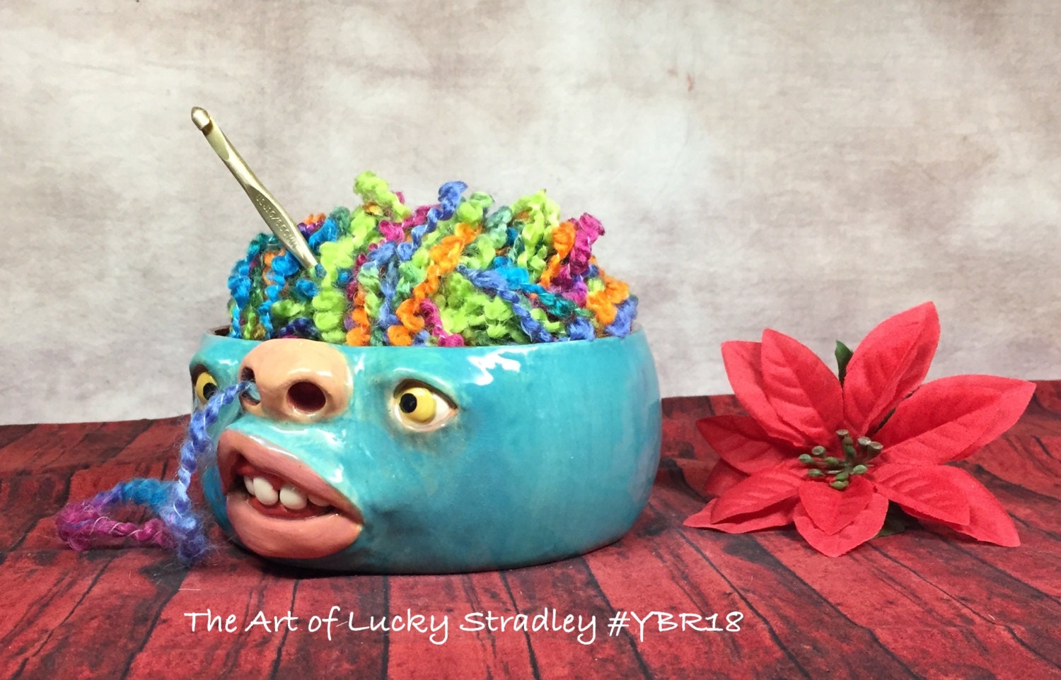 Ready to ship REGULAR YARN BOWL Wheel thrown hand altered