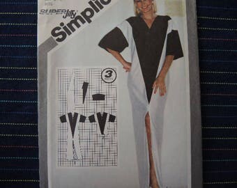 vintage 1980s Simplicity sewing pattern 9919 misses super jiffy pullover caftan or coverup size 6-8
